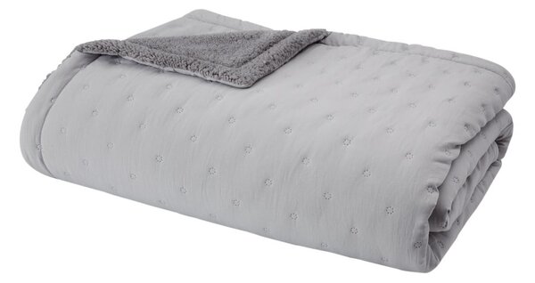Šedý prošívaný přehoz s beránkem 220x230 cm Cosy Nori – Catherine Lansfield