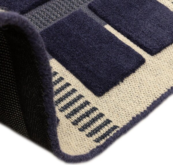 Tmavě modrý/béžový ručně tkaný vlněný koberec 120x170 cm – Asiatic Carpets