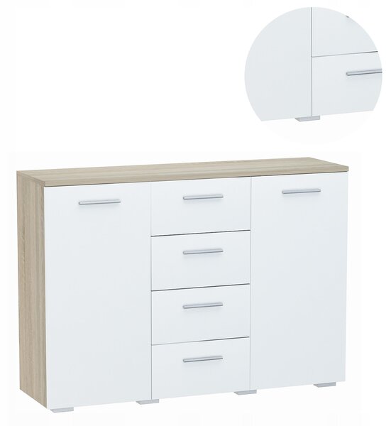 Komoda Matkam dub sonoma bílý 2D4S laminovaná deska 120 cm