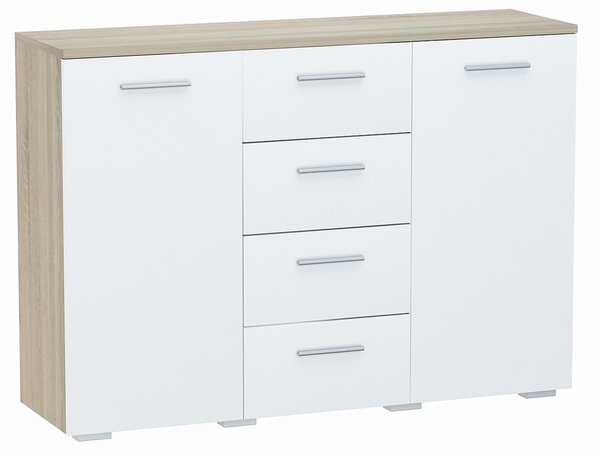 Komoda Matkam dub sonoma bílý 2D4S laminovaná deska 120 cm