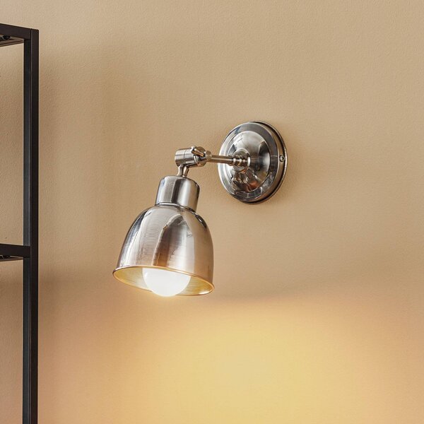 Euluna Nástěnné světlo Emoti, jednožárovkové, chrom, stmívatelný, Chrom / stříbro, Obývací pokoj / jídelna, kov, Industriální design
