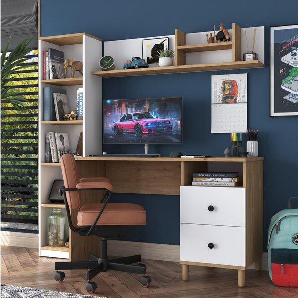 PC stolek Haiti 115 (ořech + bílá)