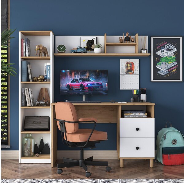 PC stolek Haiti 115 (ořech + bílá)