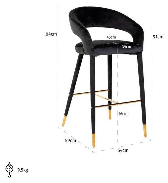 Richmond Sametová barová židle Gia 76 cm