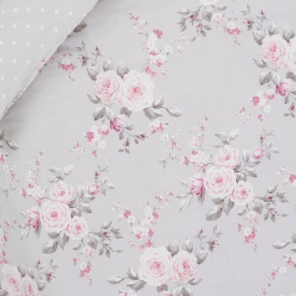 Prodloužené šedé povlečení na dvoulůžko 230x220 cm Canterbury Floral – Catherine Lansfield