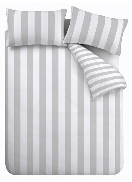 Prodloužené bílo-šedé povlečení na dvoulůžko 230x220 cm Cove Stripe – Catherine Lansfield