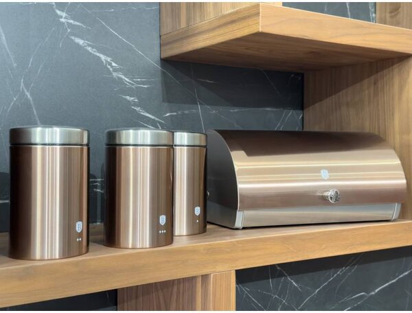 Chlebovka nerez se sadou 3 ks skladovacích nádob Rosegold Metallic Line