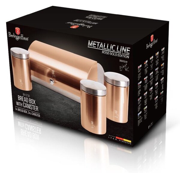 Chlebovka nerez se sadou 3 ks skladovacích nádob Rosegold Metallic Line