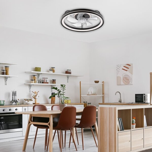 LED Stropní svítidlo s ventilátorem FARGO LED/37W/230V černá + DO