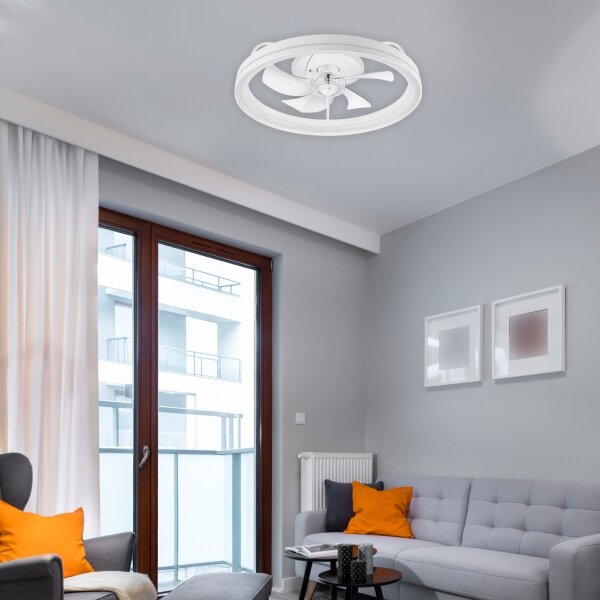 LED Stropní svítidlo s ventilátorem FARGO LED/37W/230V bílá + DO