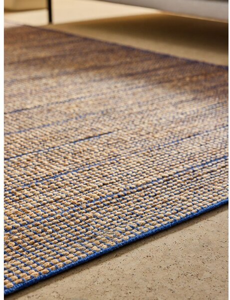 Modrý ručně tkaný koberec s příměsí juty 120x170 cm Hurley – MADE