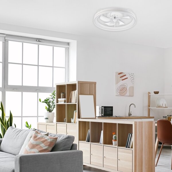 LED Stropní svítidlo s ventilátorem FARGO LED/37W/230V bílá + DO