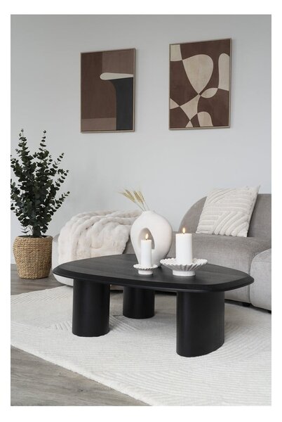 Černý konferenční stolek s deskou v dekoru jasanového dřeva 78x96 cm Tirano – House Nordic