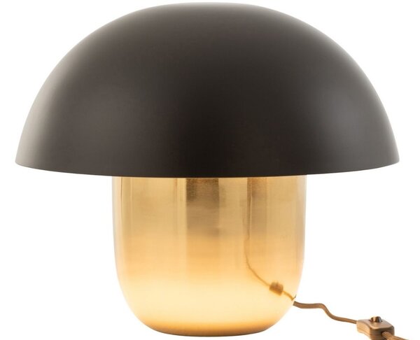 Černo zlatá kovová stolní lampa J-line Mushroom S