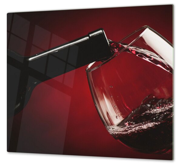 Ochranná deska láhev a sklenice červené víno - 40x40cm / S lepením na zeď