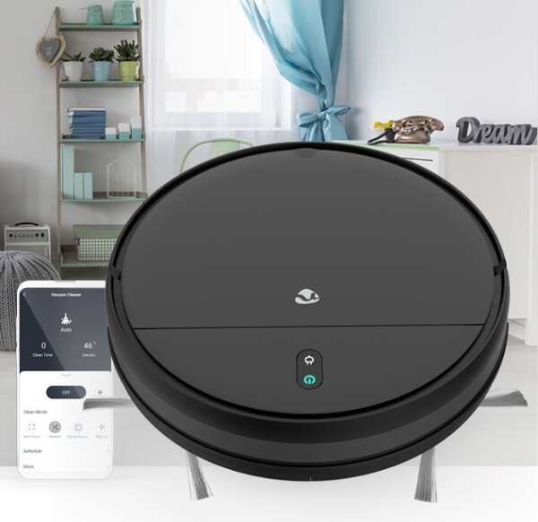 Nedis WIFIVCR001CBK - Chytrý robotický vysavač s mopem Wi-Fi černá + DO