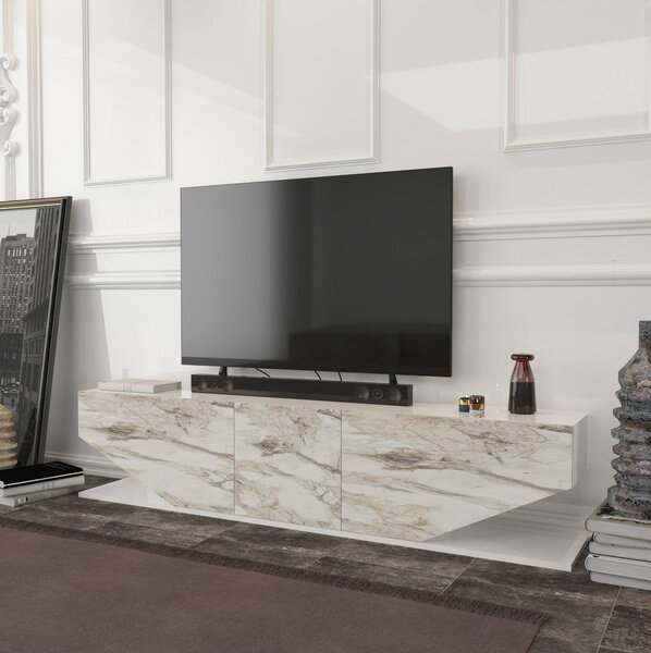 TV stolek/skříňka Ivonne 1 (bílý mramor). Akce -25%