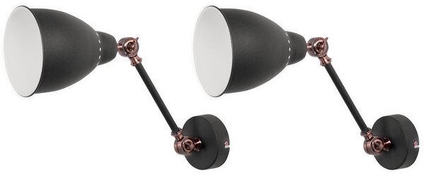 Sada 2 nástěnných lamp MISSISSIPPI Grafitově šedá Kov Nastavitelná