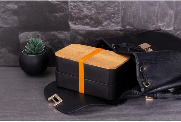 Svačinový box s bambusovým víkem dvoupatrový