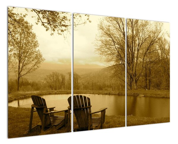 Obraz - výhled na jezírko (120x80cm)