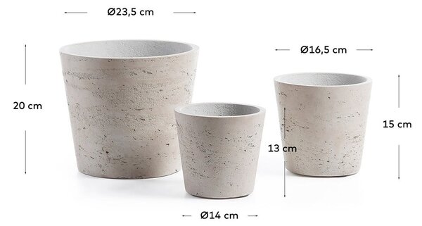 Betonové květináče v sadě 3 ks ø 23,5 cm Low – Kave Home