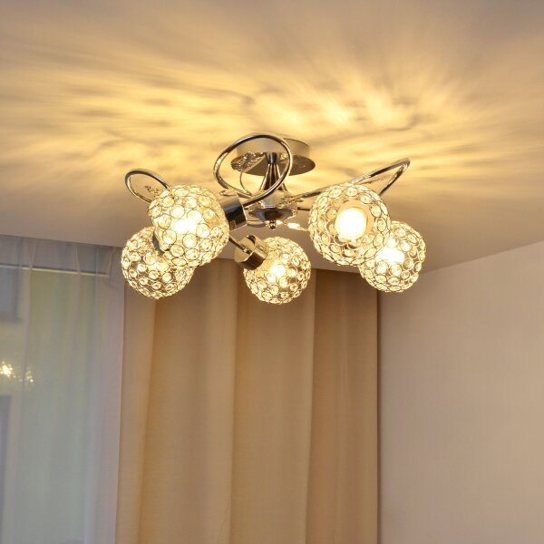 Přisazený lustr SOPHIA 5xE27/15W/230V lesklý chrom/čirá