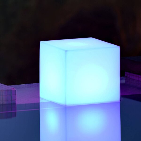Newgarden solární světlo Cuby cube, výška 32 cm, stmívatelný, Bílá / opál, Plast, Moderní
