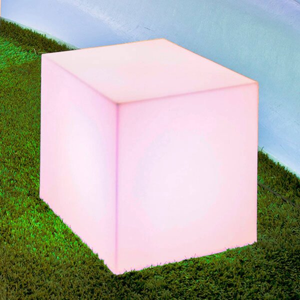 Newgarden solární světlo Cuby cube, výška 43 cm, stmívatelný, Bílá / opál, Plast, Moderní