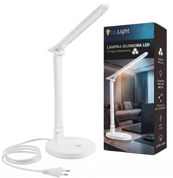 Toolight Toolight, JNH048-T, LED stolní lampa se 3 barvami světla, 5 W, bílá, OSW-56241