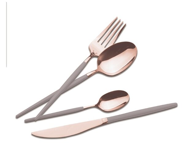 Sada příborů nerez 24 ks leštěná Taupe - Rose Gold