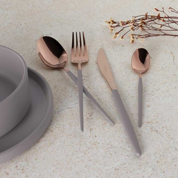 Sada příborů nerez 24 ks leštěná Taupe - Rose Gold