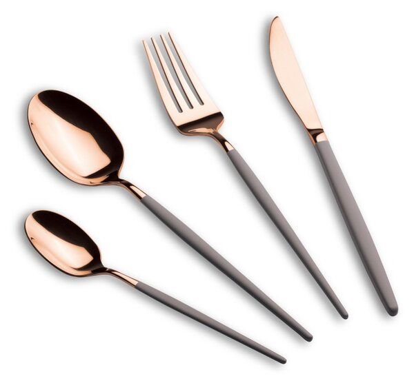Sada příborů nerez 24 ks leštěná Taupe - Rose Gold