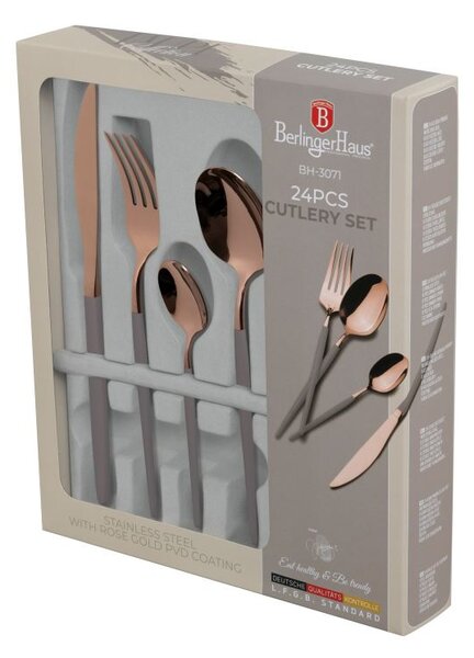 Sada příborů nerez 24 ks leštěná Taupe - Rose Gold