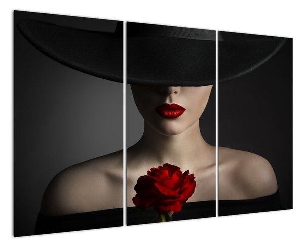 Moderní obraz - žena s růží (120x80cm)