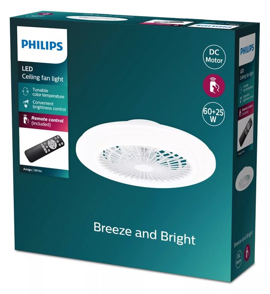 Amigo Stropní svítidlo s ventilátorem 25W+60W, 6500lm, AC 220–240, 2700-4000-6500 K, IP20, bílá