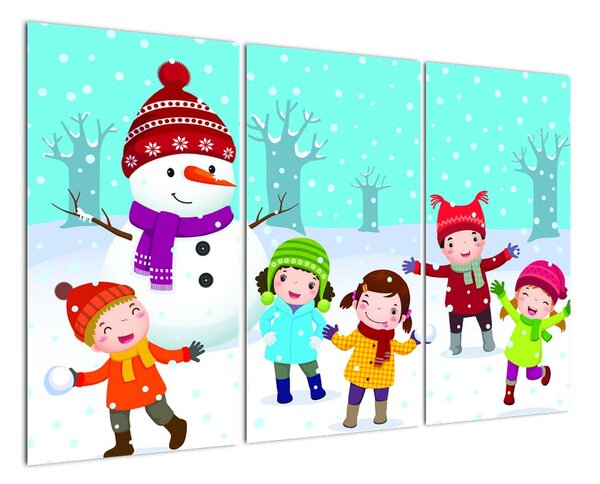 Obraz dětí na sněhu (120x80cm)