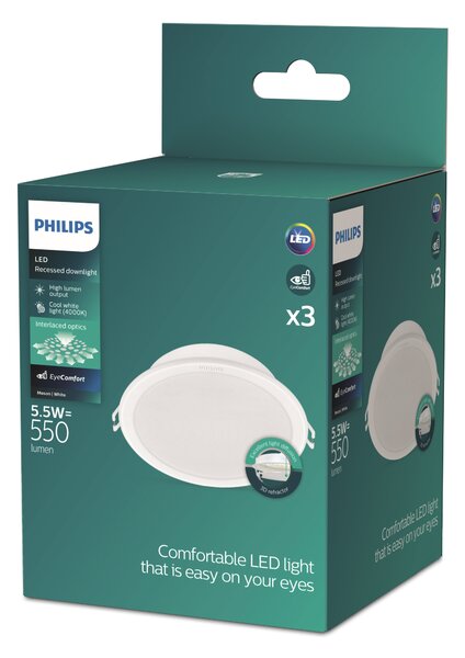 Meson LED vestavné svítidlo 5,5W, 4000 K, bílá, 3 ks