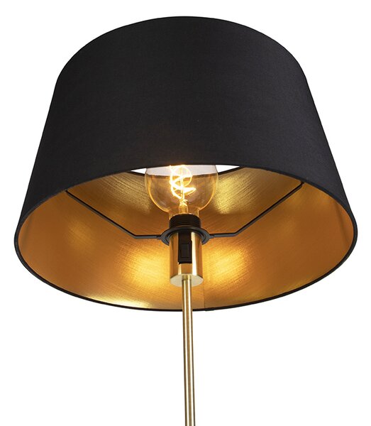 Stojací lampa zlatá/mosazná s černým stínítkem 45 cm nastavitelná - Parte