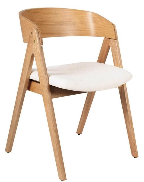 Přírodní dřevěná jídelní židle Somcasa Rina s béžovým sedákem