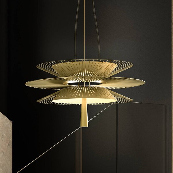 Forestier Závěsné svítidlo Gravity 2 Ø68cm krémová, Mosaz / zlato, Kuchyň, kov, Design