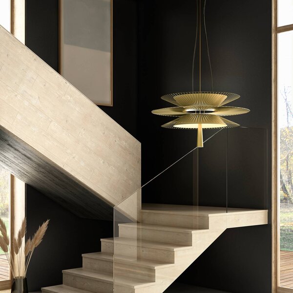 Forestier Závěsné svítidlo Gravity 2 Ø68cm krémová, Mosaz / zlato, Kuchyň, kov, Design