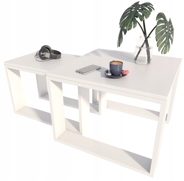 Konferenční stolek Matkam PER čtvercový 60 x 60 x 43,3 cm bílý