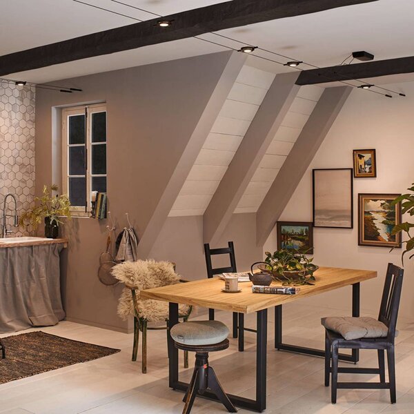 Paulmann Wire RoundMac LED lanový systém 5-fl černý, Černá, Chodba, kov, Moderní