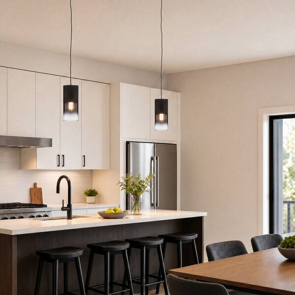 Trio Lighting Závěsné světlo Robin pro DUOline, černá/kouřově šedá, stmívatelný, Černá, Obývací pokoj / jídelna, kov, Moderní