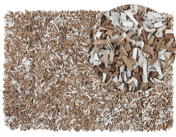 Kožený koberec 160 x 230 cm hnědá/šedá MUT