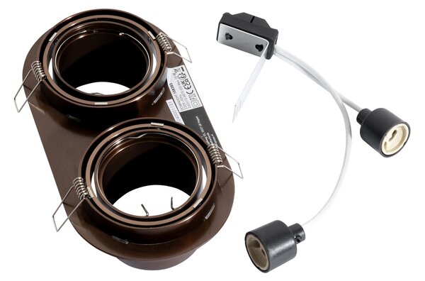 Zakulacené zapuštěné bodové svítidlo tmavě bronzové GU10 70 mm výklopné 2-světlo - Installa