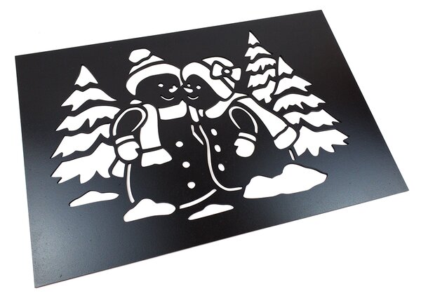 Dřevěná nástěnná dekorace Sněhuláci černá