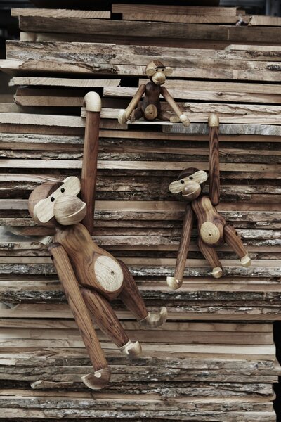 Dřevěná opička Monkey Mini Teak Limba 9,5 cm