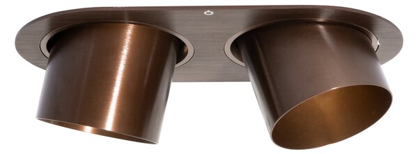 Zakulacené zapuštěné bodové svítidlo tmavě bronzové GU10 70 mm výklopné 2-světlo - Installa
