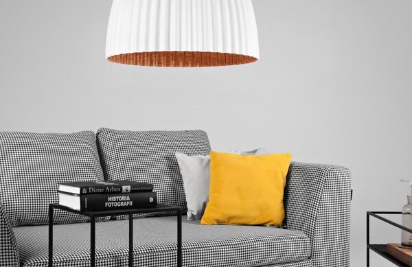 Nordic Design Bílo měděné kovové závěsné světlo Liss 50 cm